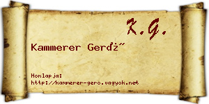 Kammerer Gerő névjegykártya
